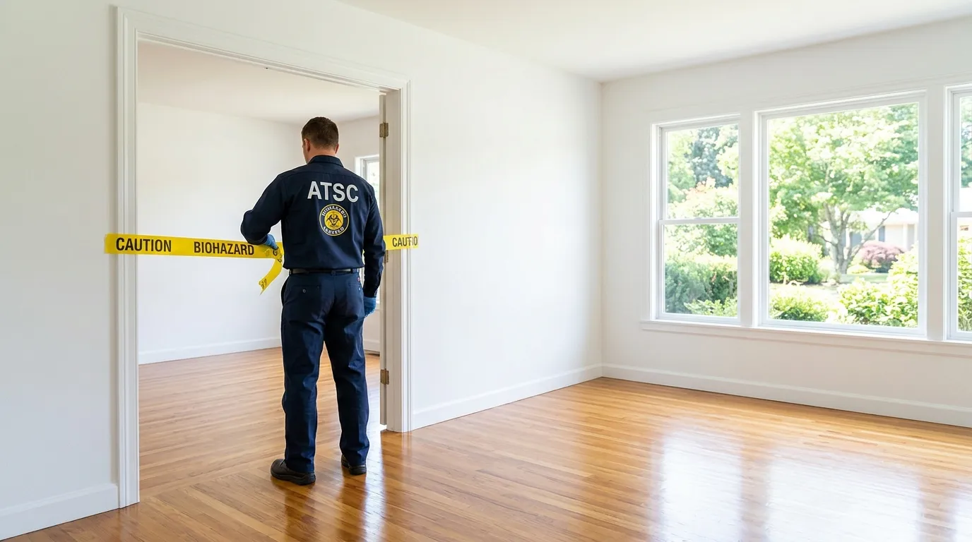 Certified biohazard cleanup crew performing Decomposition Cleanup in Athens